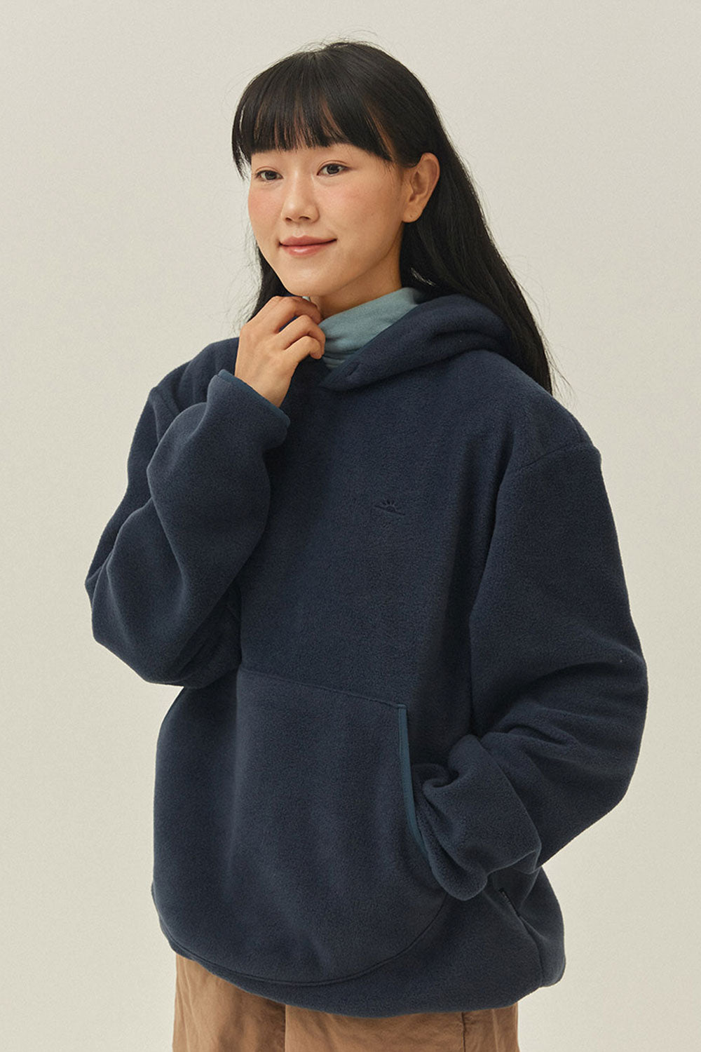 Sunrise Fleece Button Hoodie (Navy)
