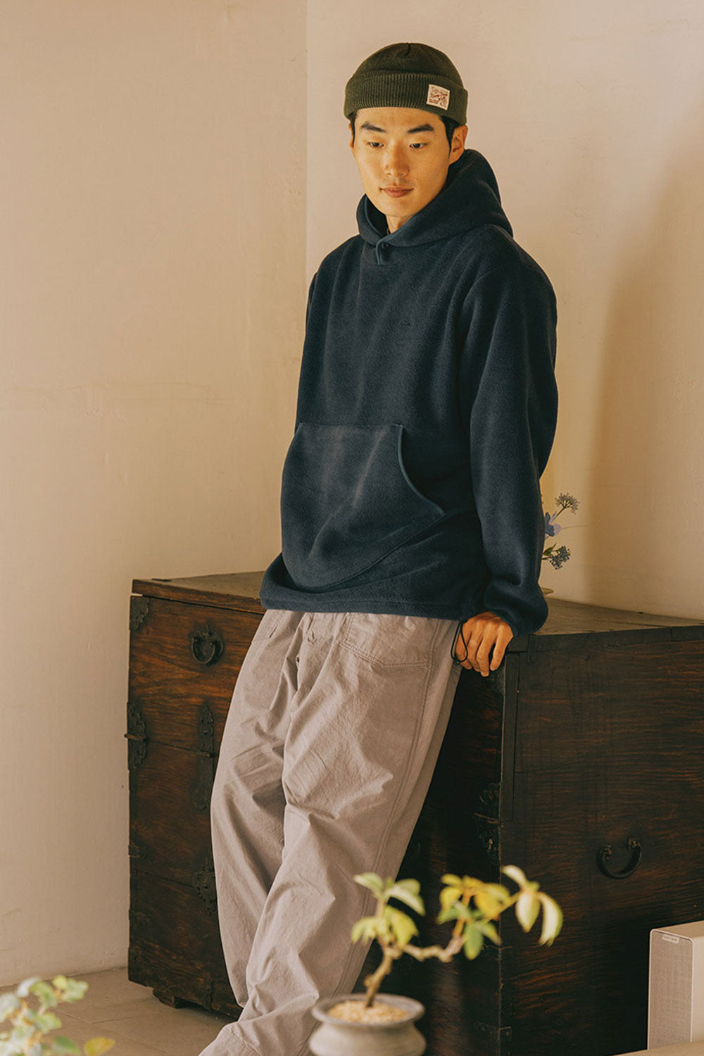 Sunrise Fleece Button Hoodie (Navy)
