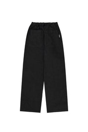rear view of Black Denim pants on a white background