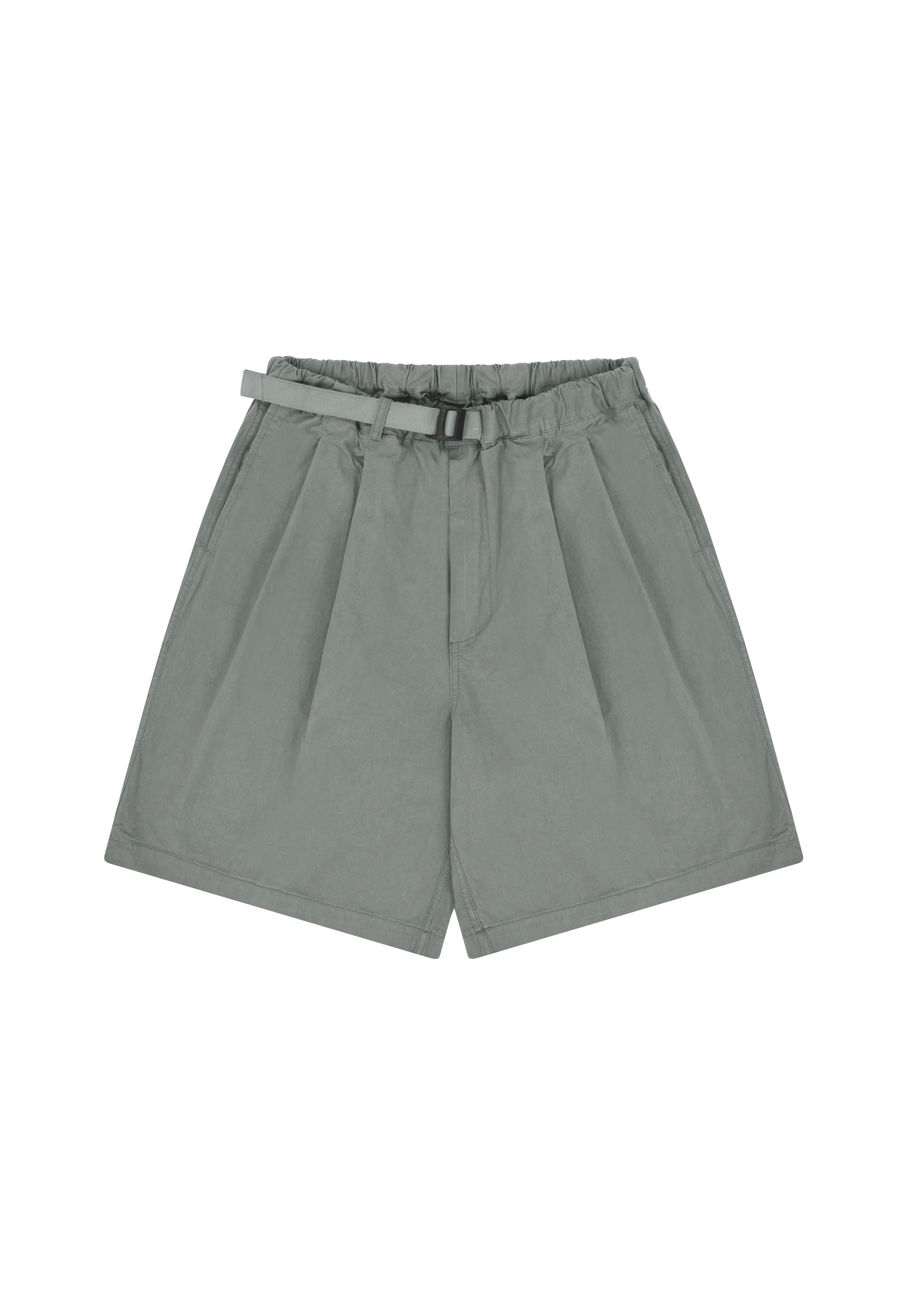 Two Tuck Wide Half Pants (Light Grey)