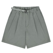Two Tuck Wide Half Pants (Light Grey)