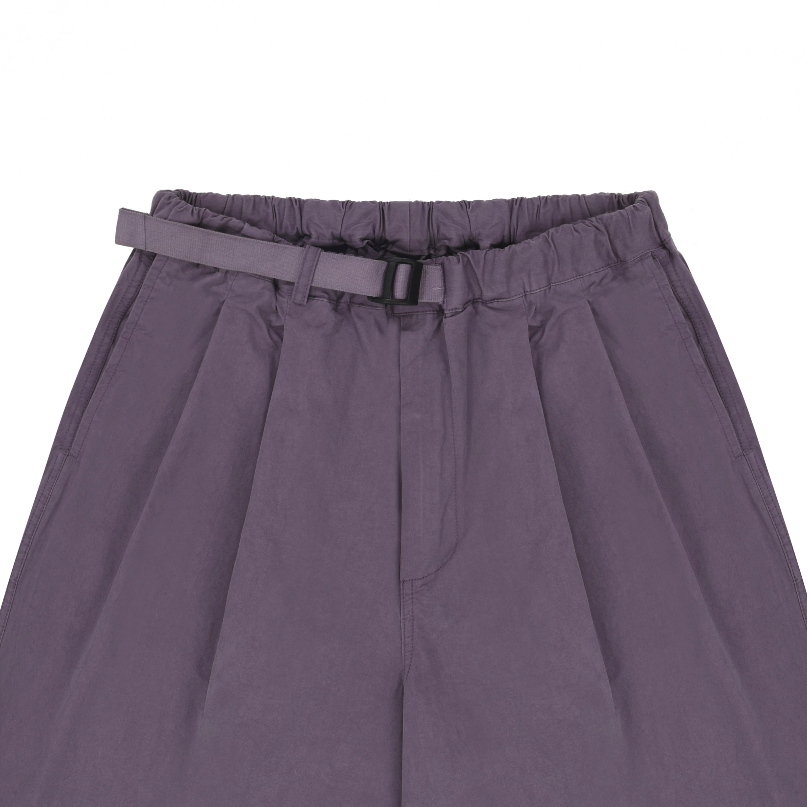 Purple short pants  with a belt on a white background