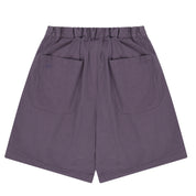 Purple shorts with two back pockets on a white background