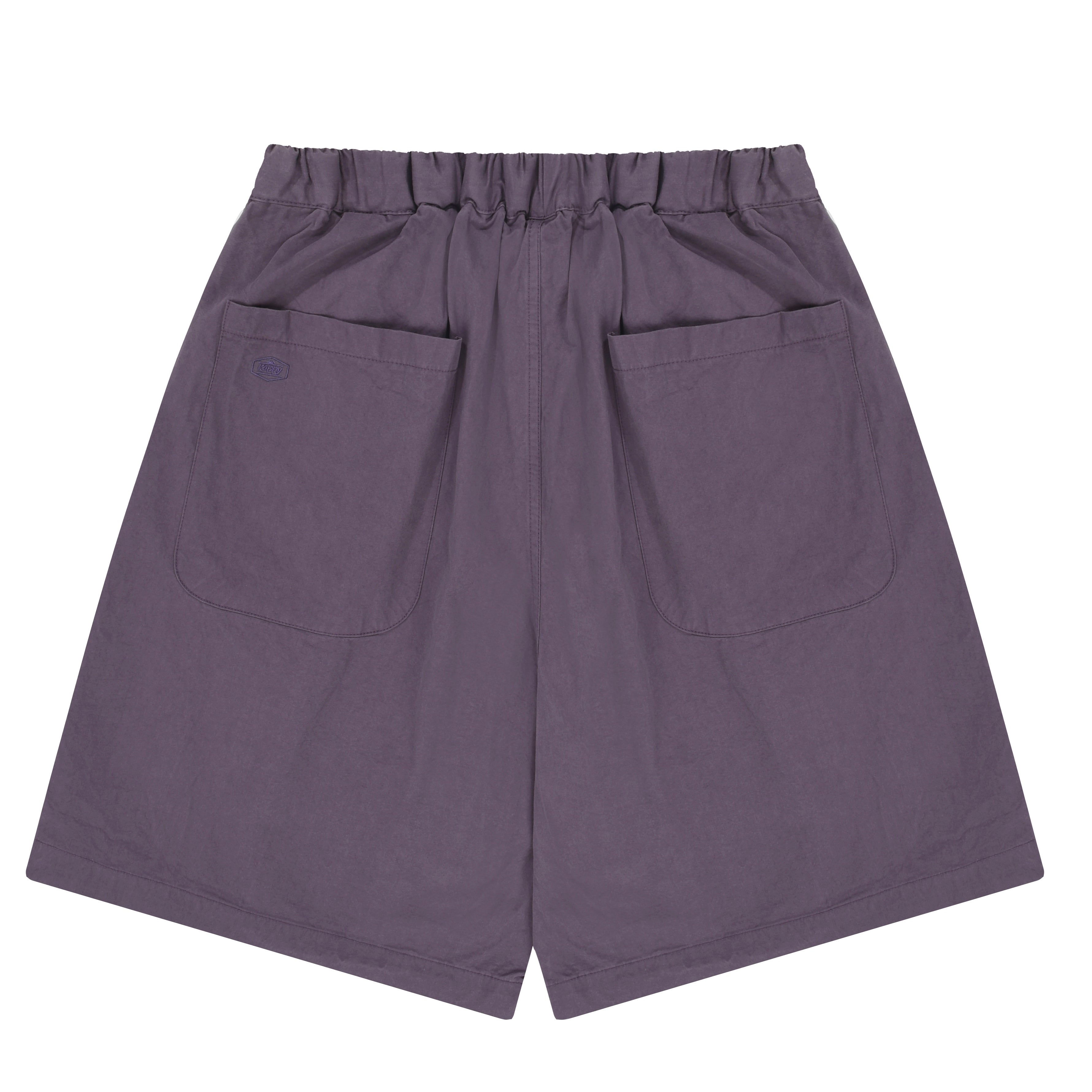 Purple shorts with two back pockets on a white background