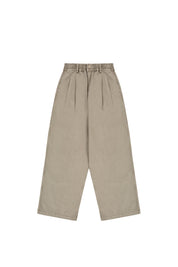Beige wide-leg pants on a white background