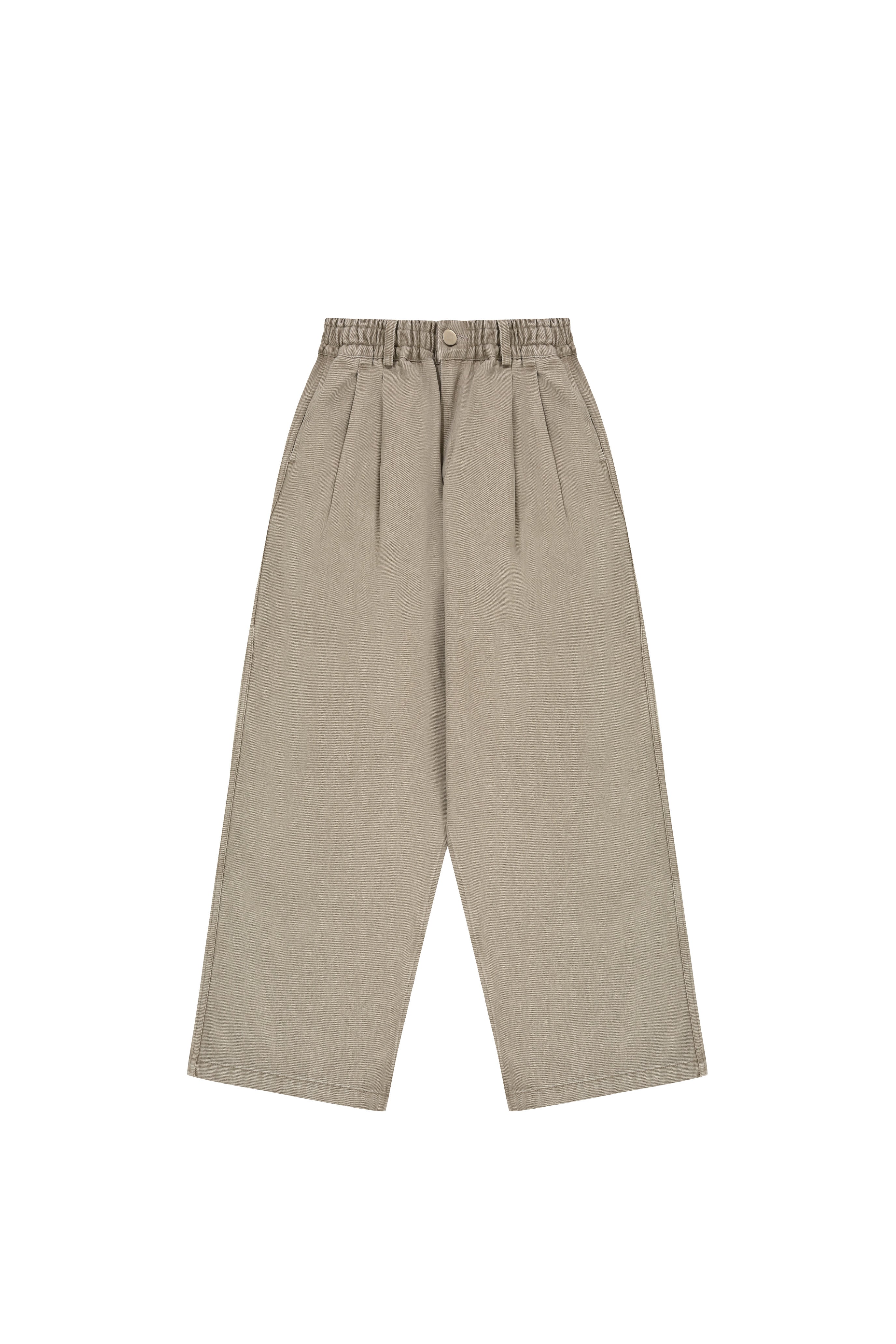 Beige wide-leg pants on a white background