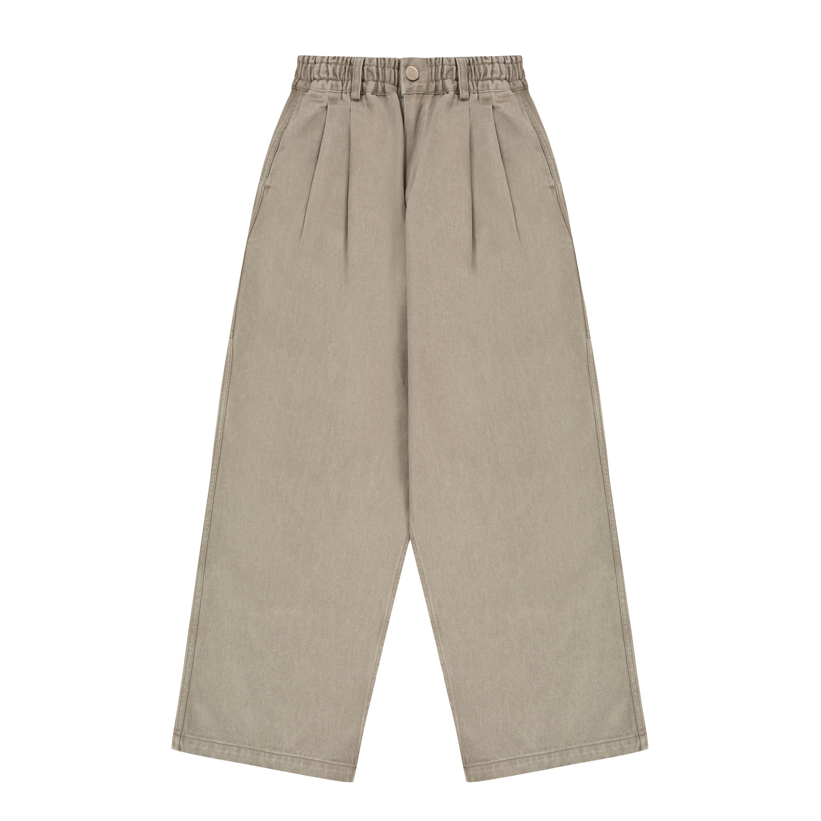 Beige wide-leg pants on a white background