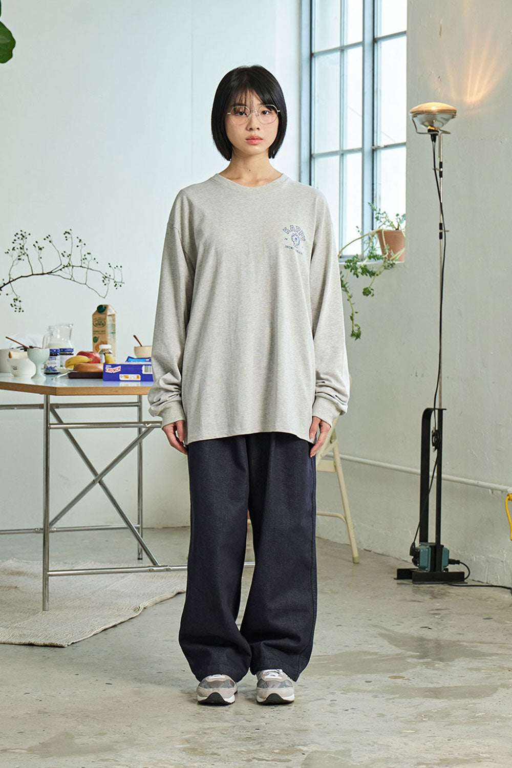 Two Tuck Wide Denim Pants (Deep Indigo)