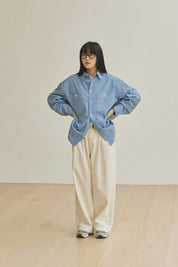 Two Tuck Wide Pants (Cream)