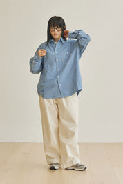 Two Tuck Wide Pants (Cream)