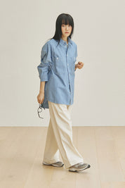 Two Tuck Wide Pants (Cream)
