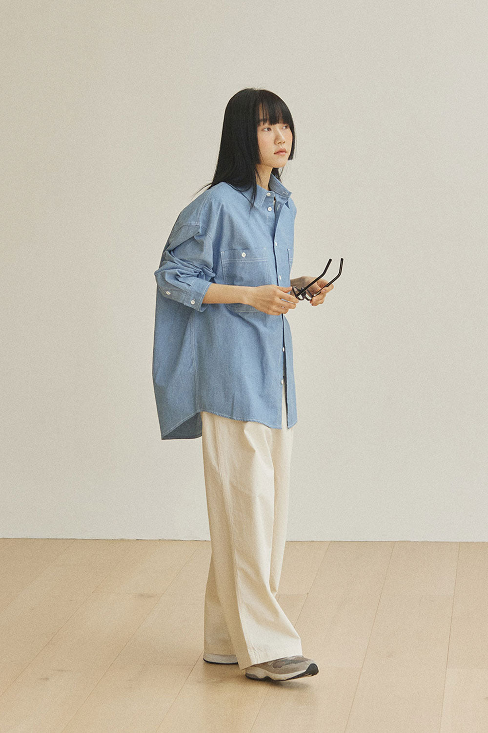Two Tuck Wide Pants (Cream)