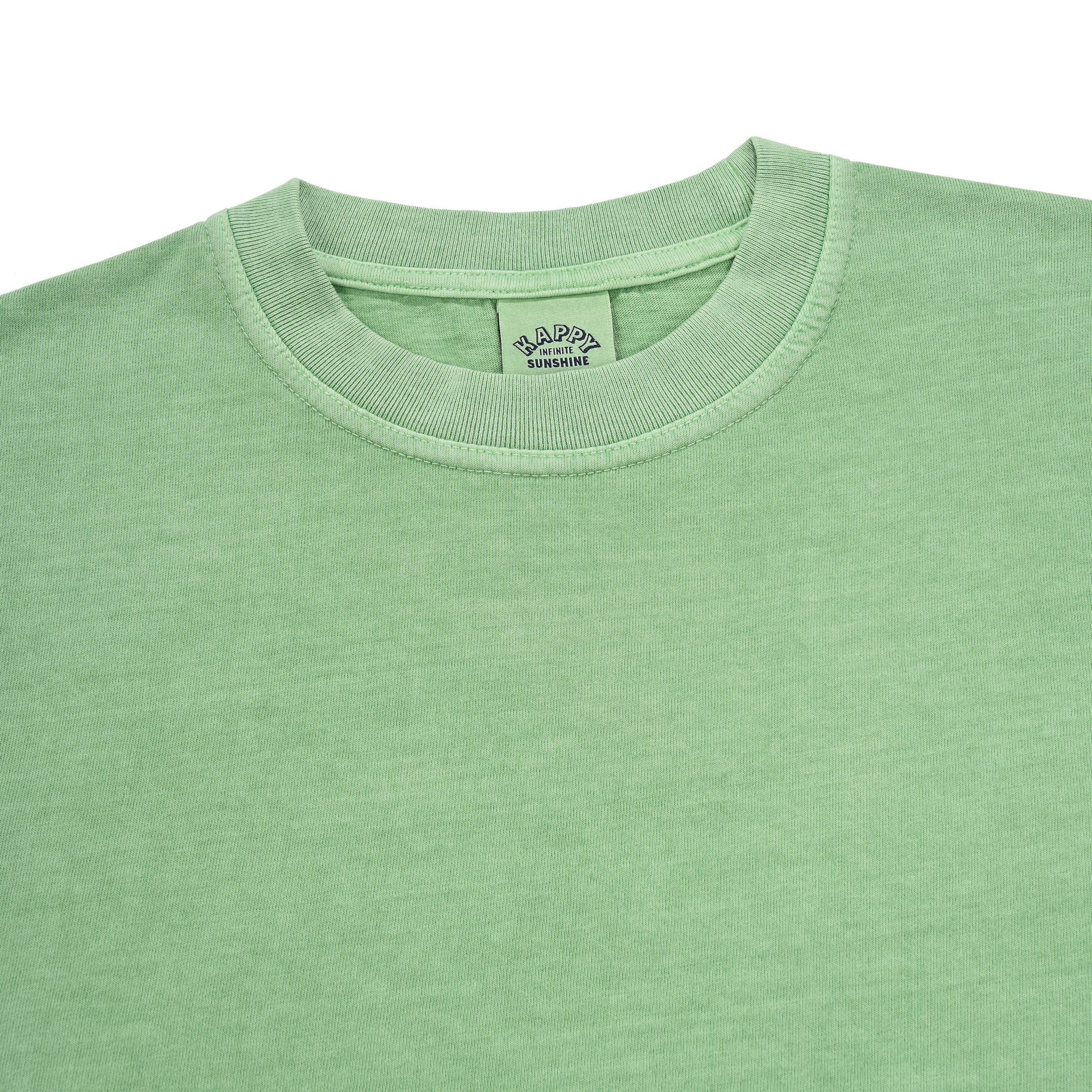 Green t-shirt with a brand logo on a white background