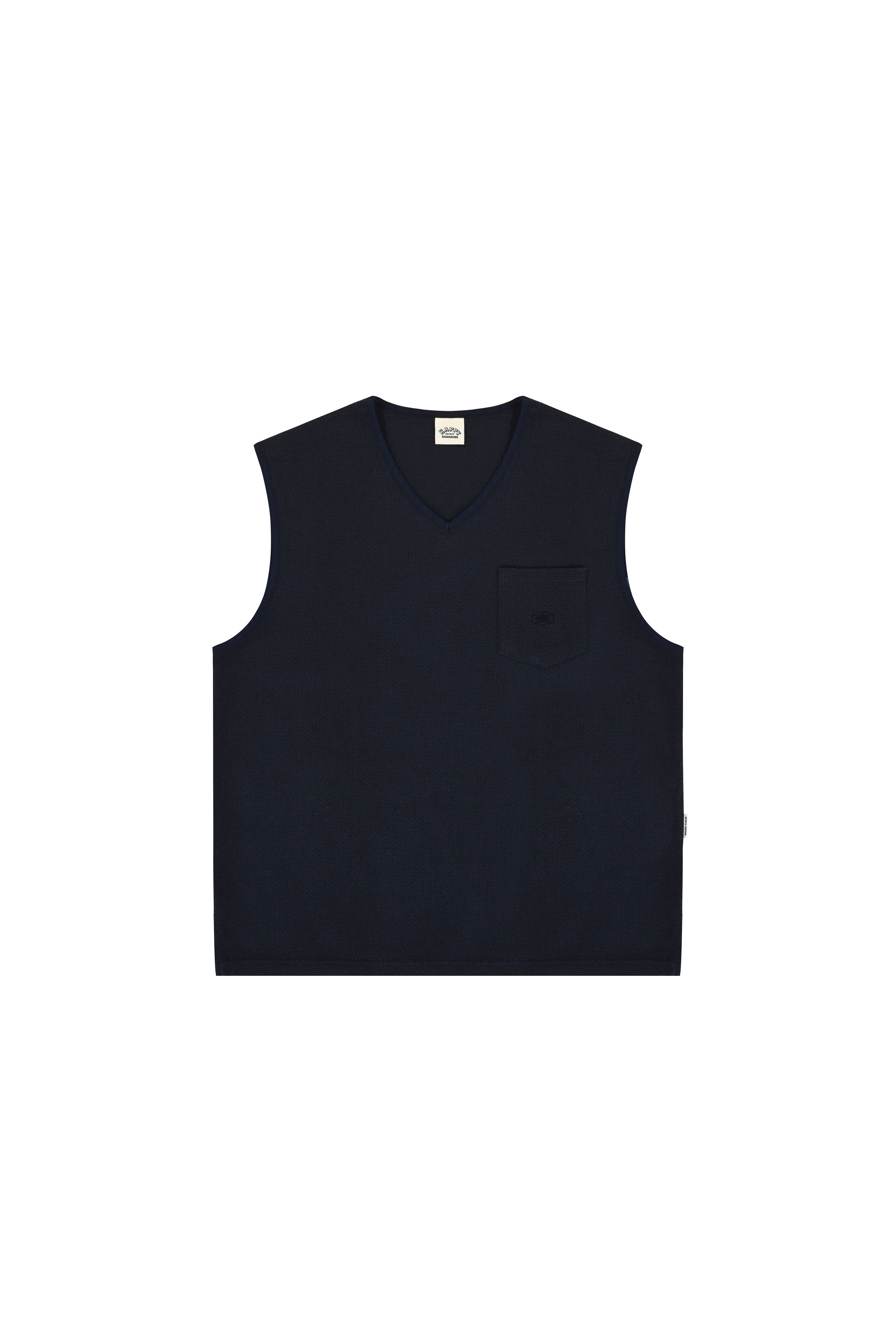 Woven Cotton Vest (Navy)
