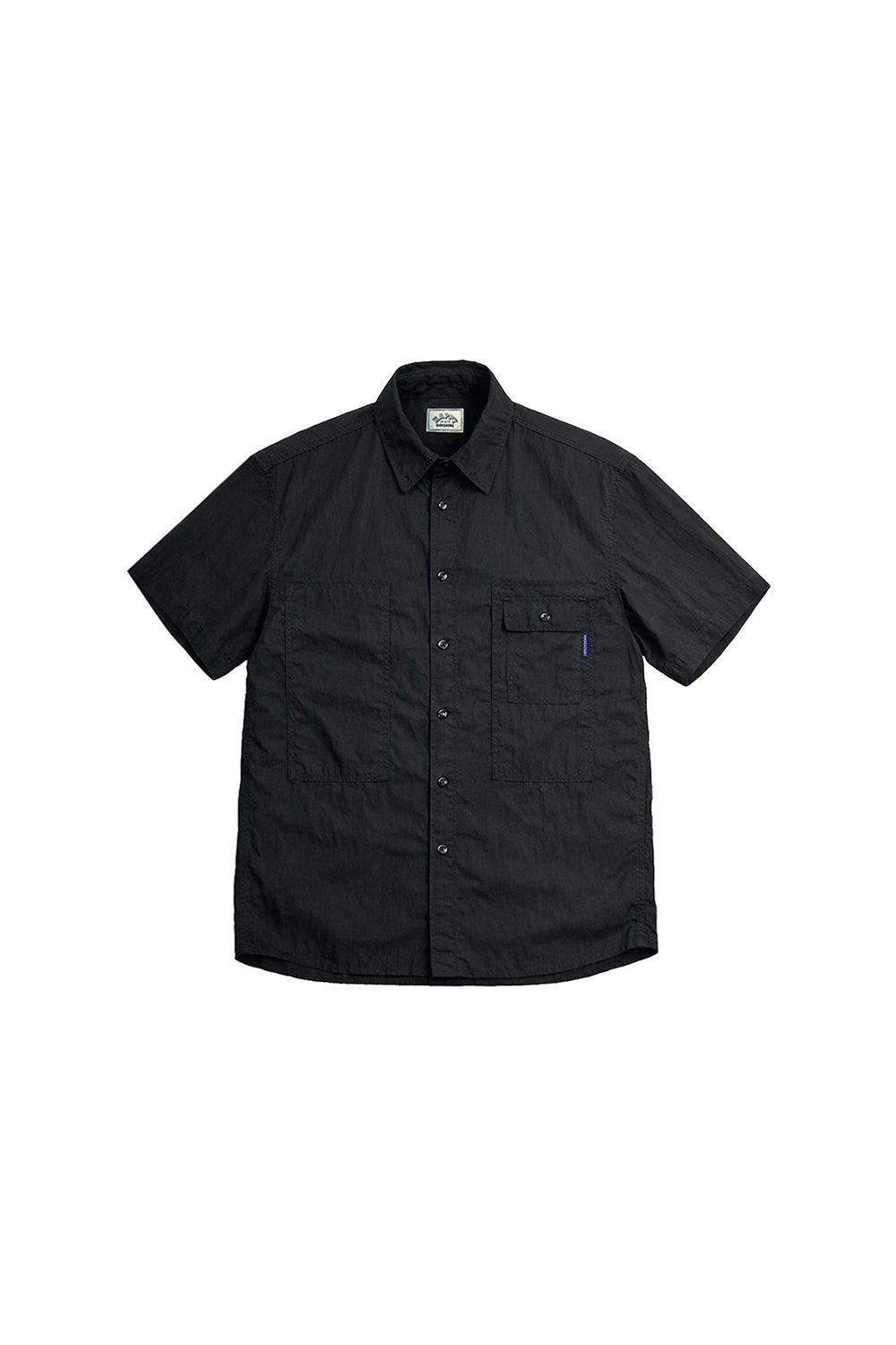 Black short-sleeve shirt on a white background
