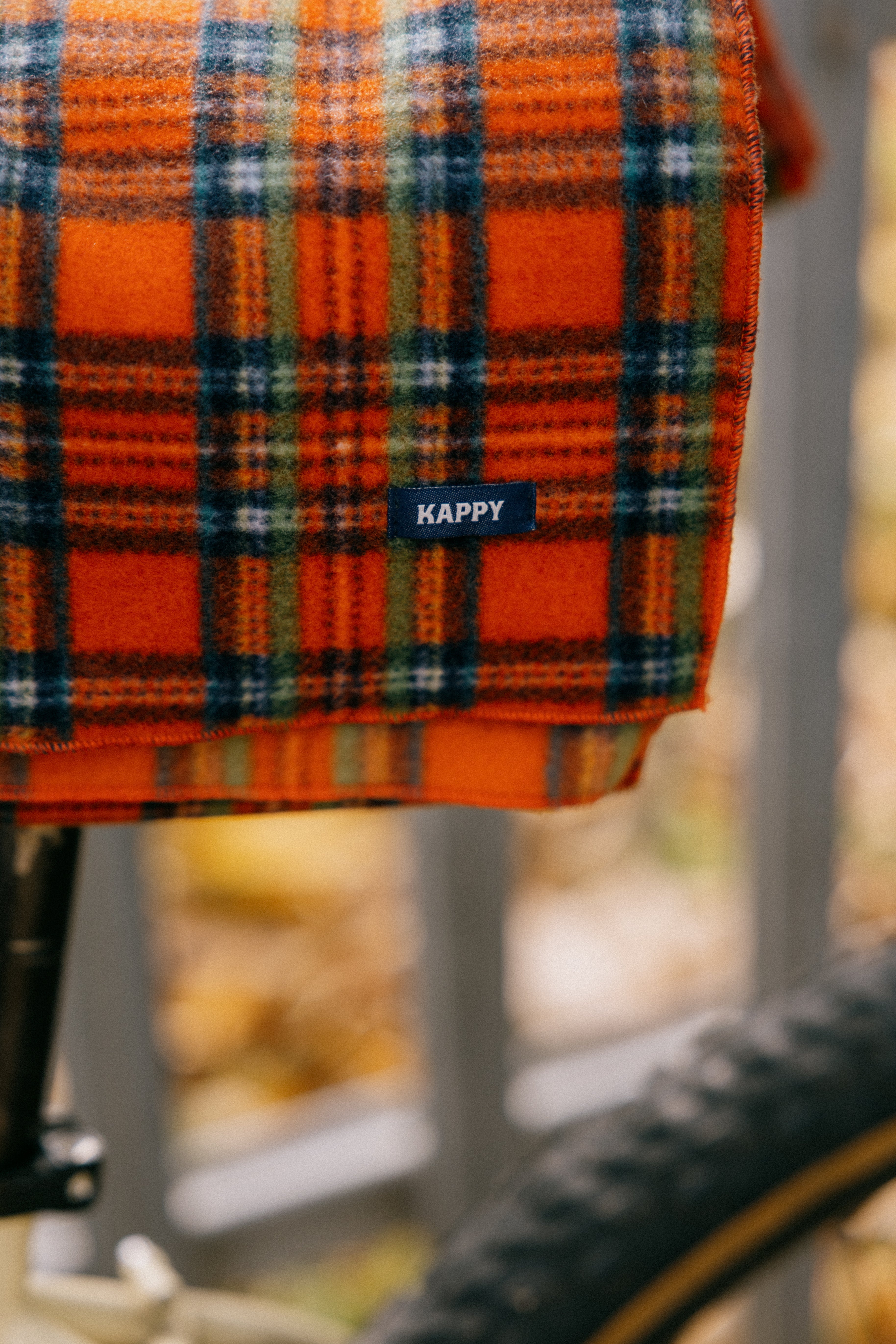 Kappy Fleece Check Muffler Orange