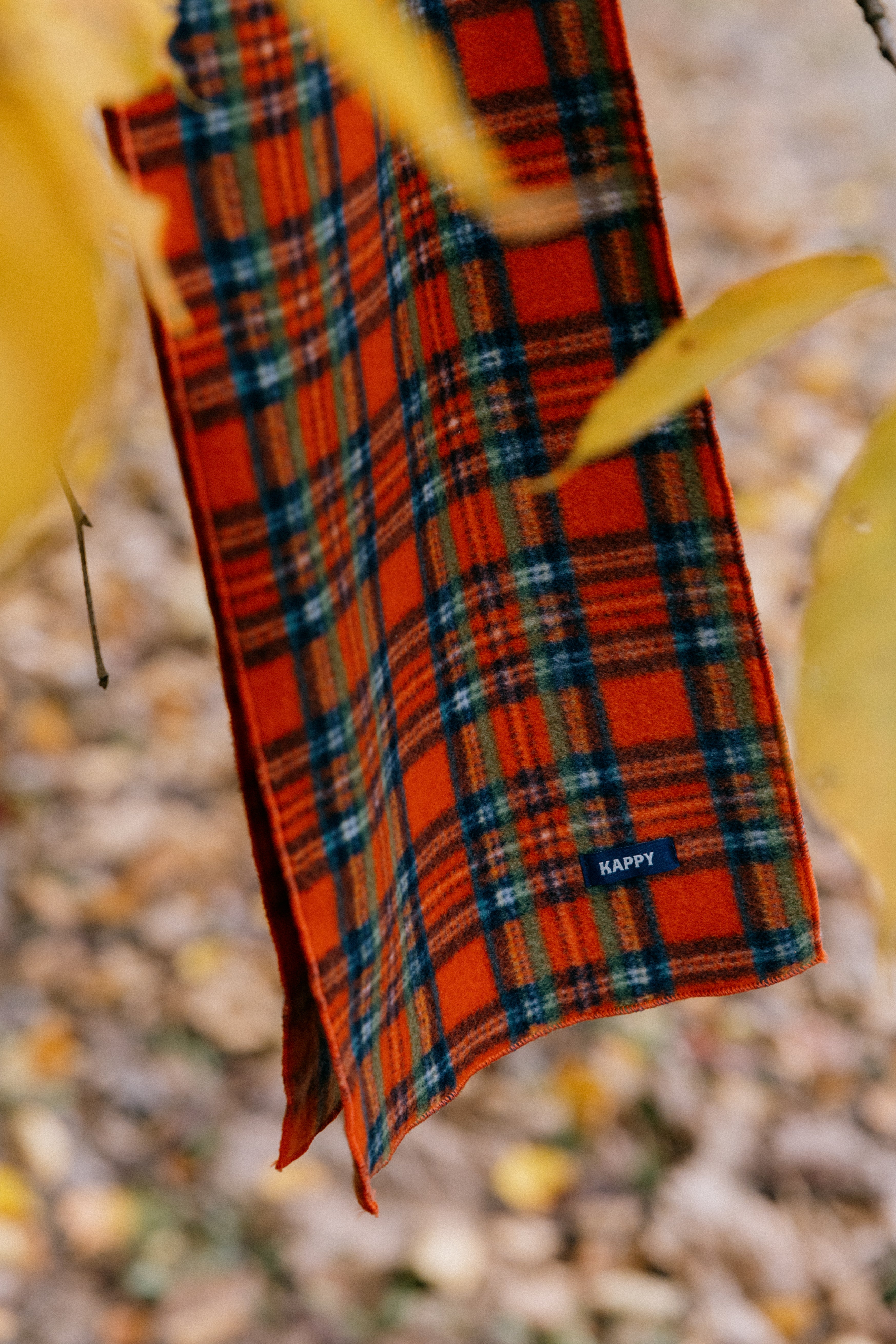 Kappy Fleece Check Muffler Orange