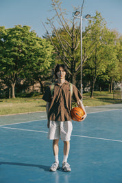 Two Tuck Wide Half Pants (Cream)