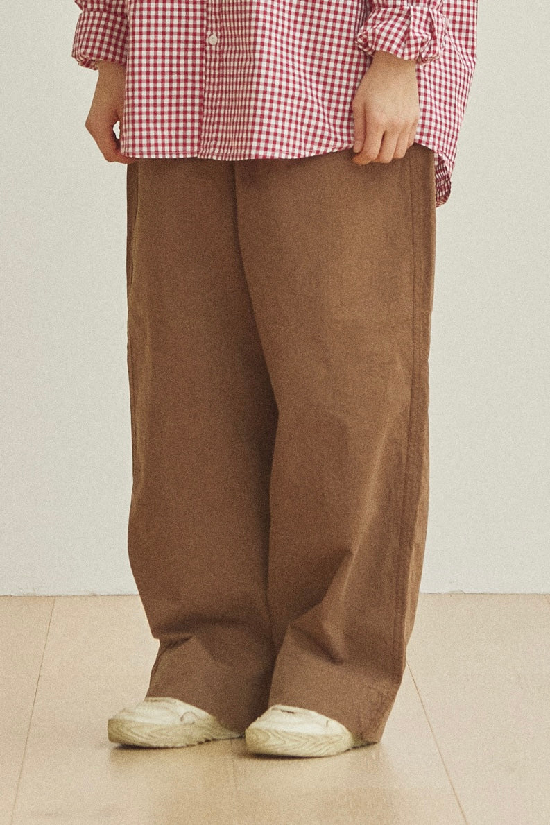 One Tuck Wide Fatigue Pants (Brown)