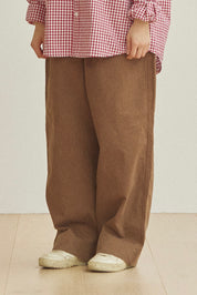 One Tuck Wide Fatigue Pants (Brown)